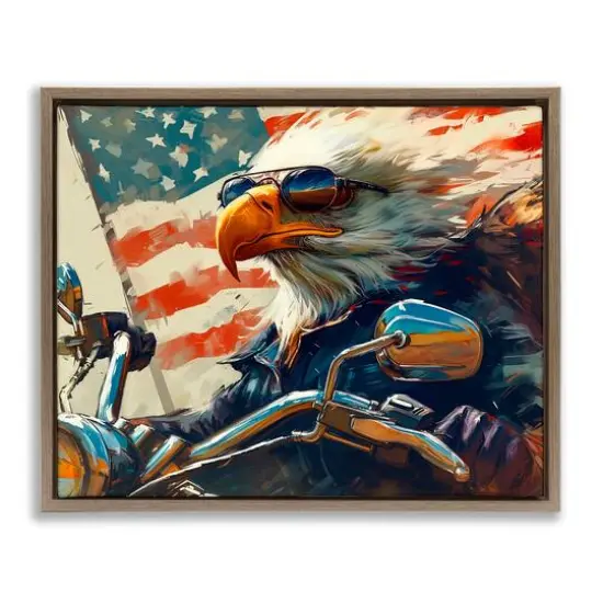 Stupell Industries Patriotic Bald Eagle Floater Framed Art Brown {1}