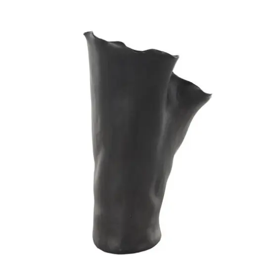 Black 16" Ceramic Floral Abstract Vase {7}