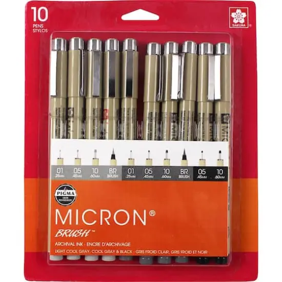 Pigma&reg; Micron&reg; Brush&trade; Gray & Black Set, 10ct. {1}