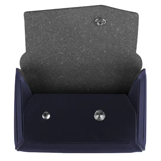  JAM Paper Italian Leather Business Card Holder Case with Angular FlapNavy Blue {5}
