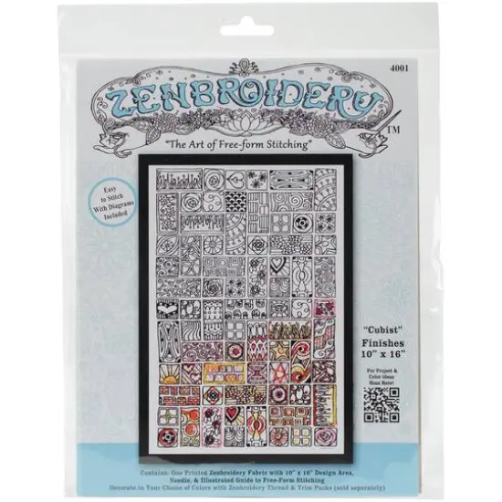 Design Works&trade; Zenbroidery Cubist Stamped Embroidery Kit {3}