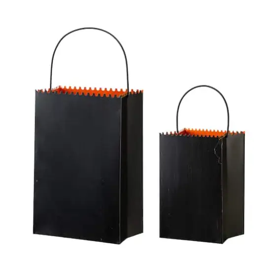Glitzhome&reg; Halloween Trick or Treat Metal Bucket Set {5}