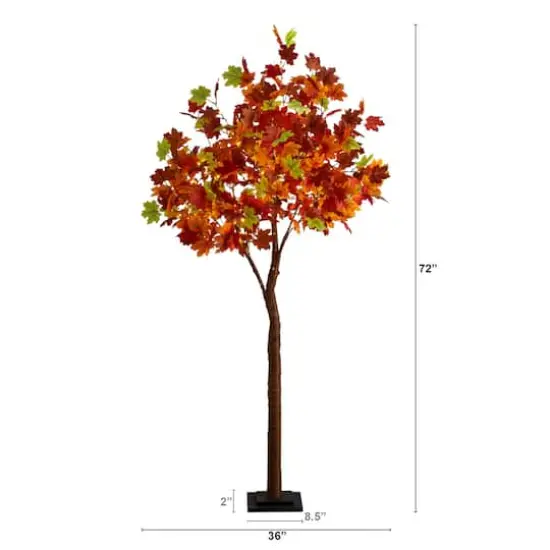 6ft. Pre-Lit Shades of Autumn Maple Artificial Fall Tree with 360 Warm White LED Lights {3}