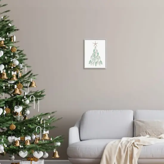 Stupell Industries Flip Flop Beachy Christmas Tree Black Framed Giclee Art Gray {3}