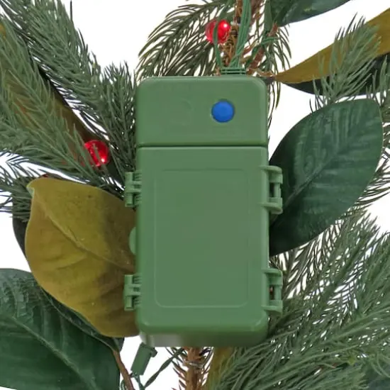 9ft. Magnolia Mix Pine Garland with LED Lights & Bows {6}