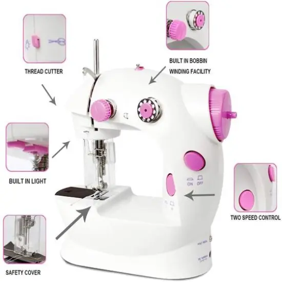 NEX&trade; Cute Pink Dual Speed Full-Range Sewing Machine with Bobbins & Sewing Thread {3}