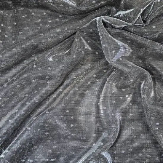 Feldman Silver Dots & Stars Metallic Knit Fabric {5}