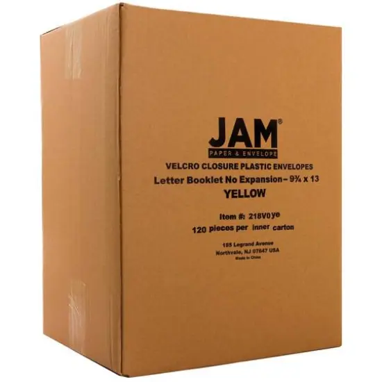 JAM Paper 9.5" x 12.5" Yellow Plastic Hook & Loop Closure Envelopes, 12ct. {6}