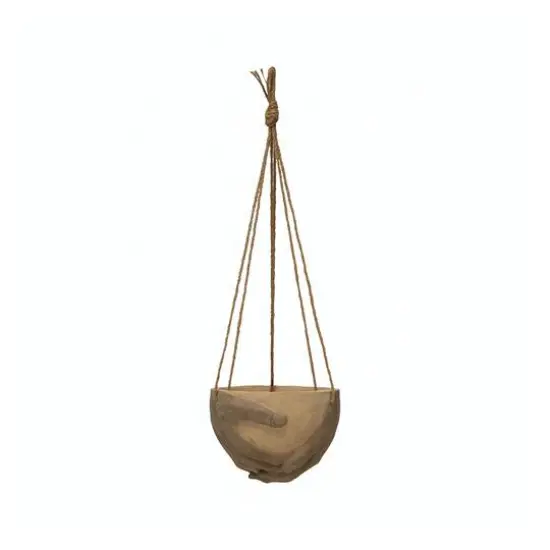 Hanging Hands Cement Planter with Jute Hanger {1}