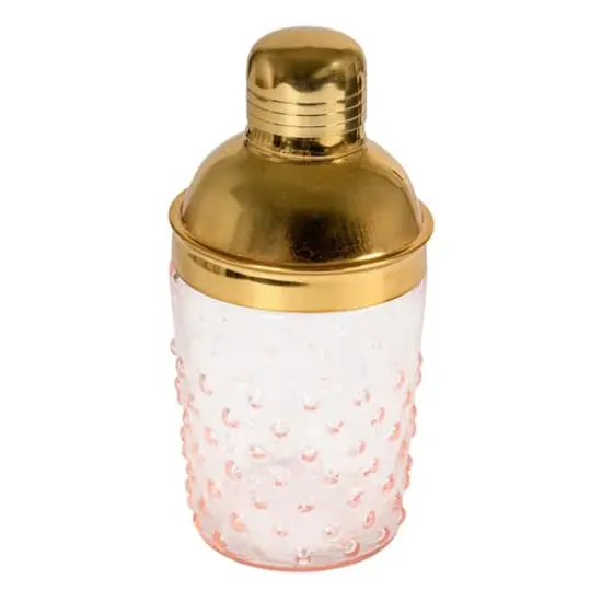 Hello Honey&reg; Pink & Gold Hand-Blown Glass & Stainless Steel Hobnail Cocktail Shaker {1}
