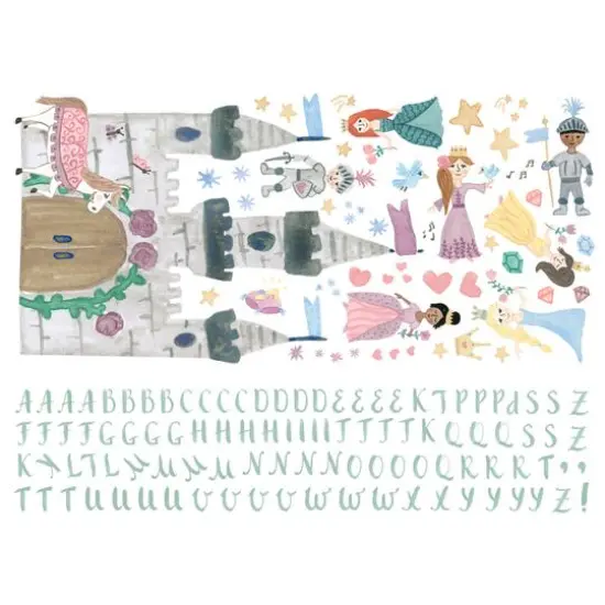 RoomMates Princess & Knight Castle Peel & Stick Giant Wall Decal Set with Alphabet {1}