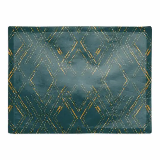 Diamond Cotton Twill Placemat Blue/Gold {1}