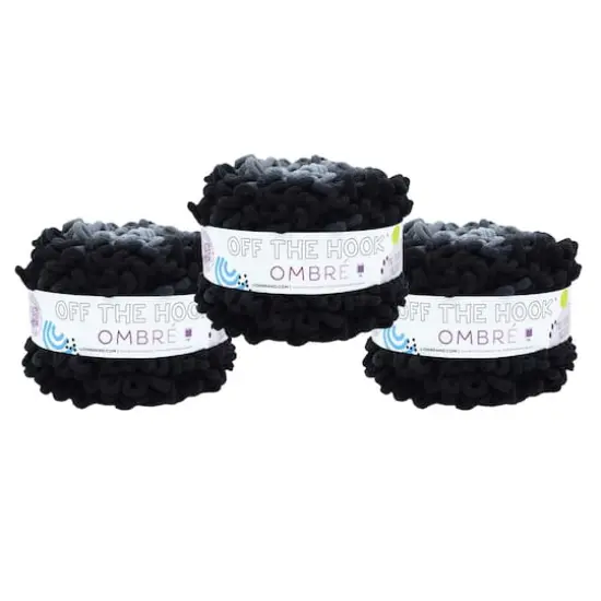 3 Pack Lion Brand&reg; Off the Hook&trade; Ombre Yarn Fade to Black {1}