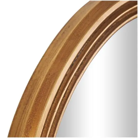 47" Gold Wooden Wavy-Shaped Wall Mirror with Ribbed Frame {6}