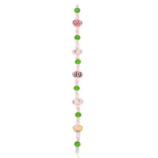 Pink Floral Lampwork Glass Rondelle Bead Mix by Bead Landing&trade; {4}