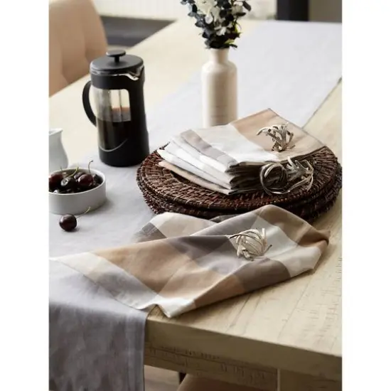 DII&reg; Oversized Tri Color Check Cloth Dinner Napkins, 6ct. Stone {7}