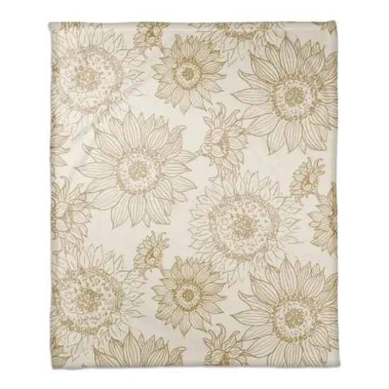Large Sunflower Head Coral Fleece Blanket Gold/White {1}