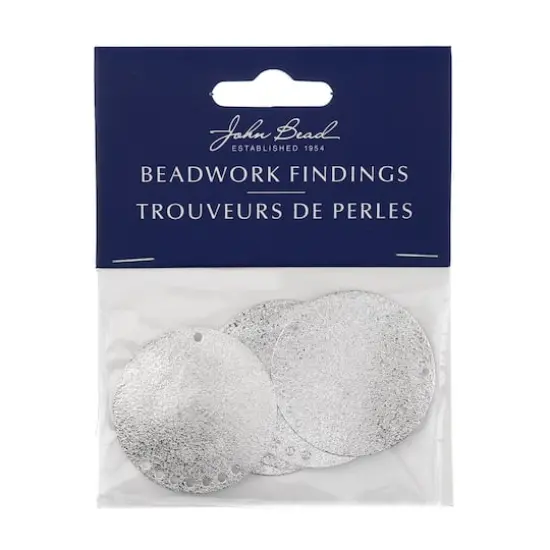 John Bead Silver Round Circle with 8 Holes Pendants, 6ct. {3}