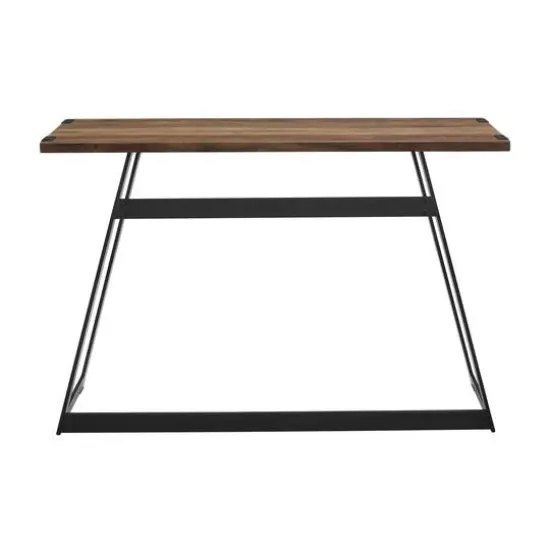 Walker Edison Reclaimed Barnwood Faux Wrap Modern Industrial Entry Table {6}
