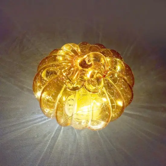 6" Orange Lighted Glass Pumpkin by Ashland&reg; {3}
