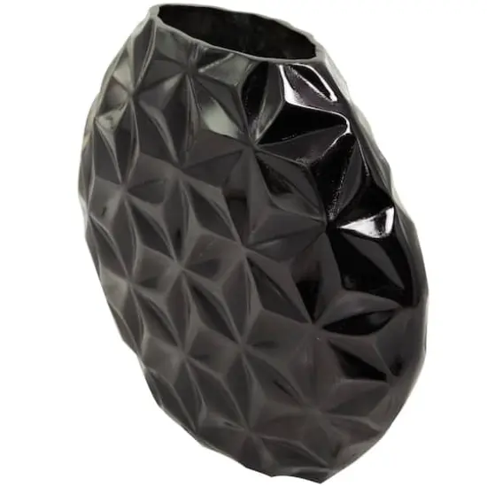 CosmoLiving by Cosmopolitan Aluminum Faceted Geometric Vase Black {3}