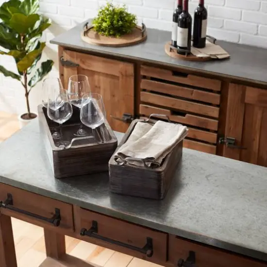 Natural Wooden Box Tray Set with Handles {3}