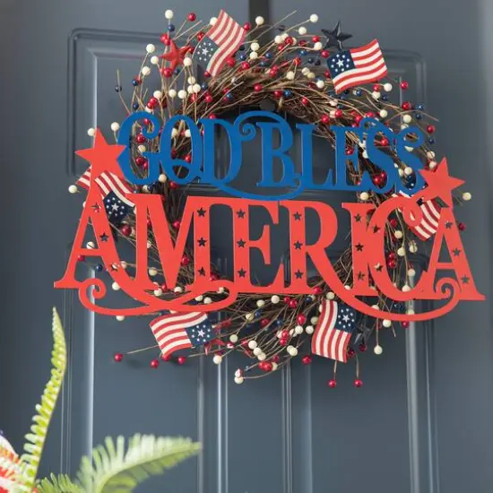Glitzhome&reg; 24" Patriotic God Bless America Wall D&eacute;cor {3}