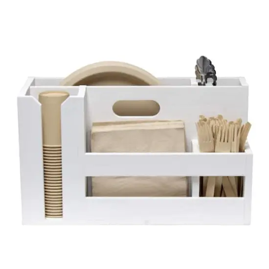 Elegant Designs Wood Caddy Organizer White Wash {9}