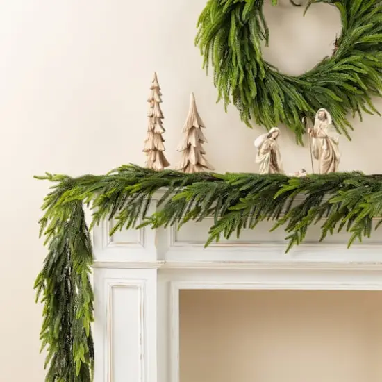 Glitzhome&reg; 9ft Christmas Greenery PE Garland {3}