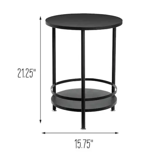 Honey Can Do Black 2-Tier Round Side Table {4}