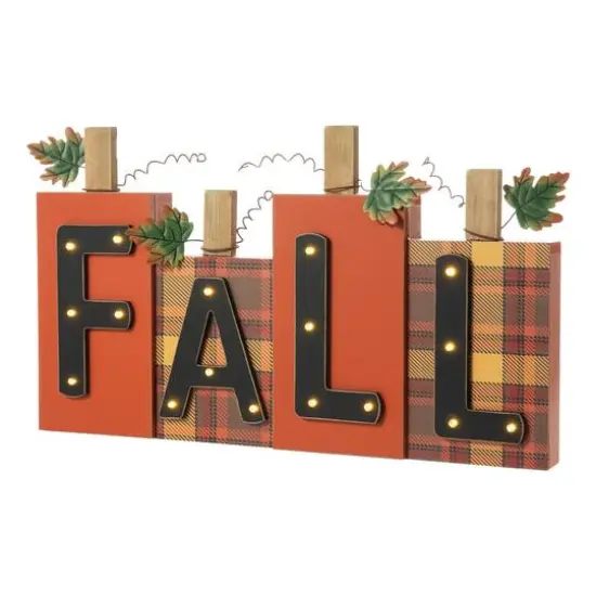 Glitzhome&reg; 18" Lighted Wooden Fall Pumpkins Table D&eacute;cor {8}