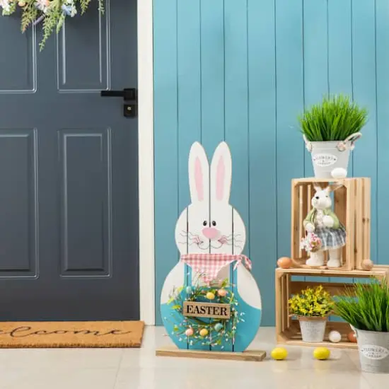 Glitzhome&reg; 30" Easter Wooden Bunny Porch D&eacute;cor {3}