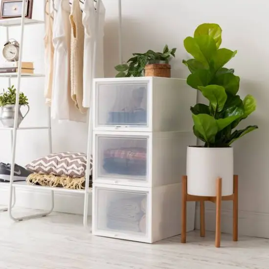 Iris&reg; White Deep Box Chest With Sliding Door, 3 Pack {11}