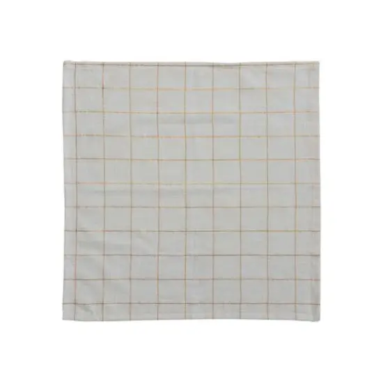 Hello Honey&reg; Cream Square Cotton Napkins with Grid Pattern Set {5}