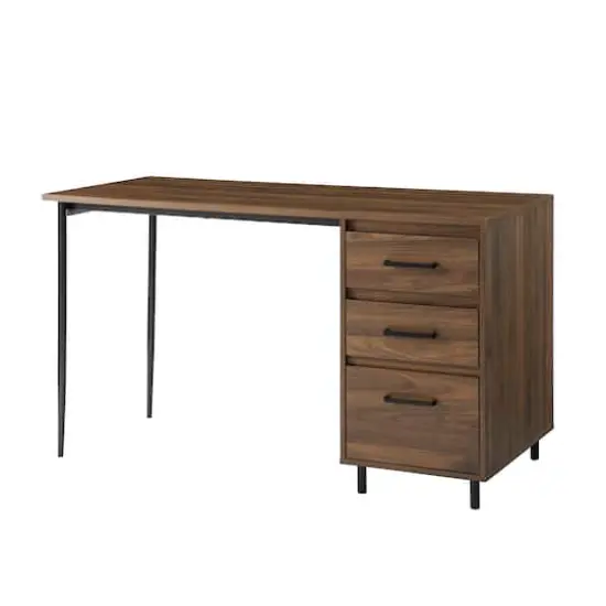 Walker Edison 52" Dark Walnut 3 Drawer Desk {1}