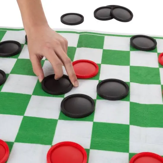 Toy Time Giant Checkers & Tic Tac Toe Reversible Game Rug {6}