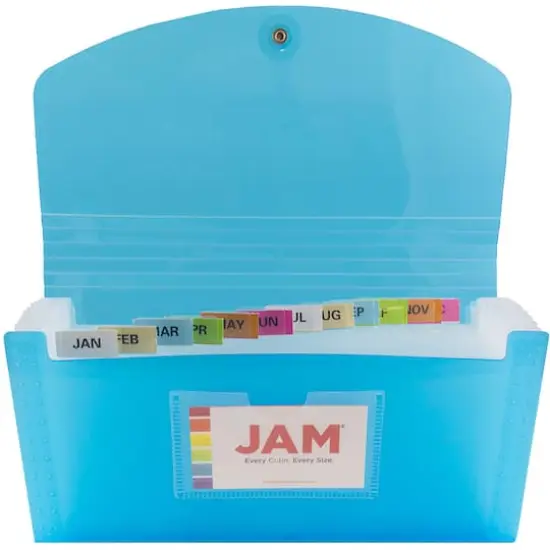 JAM Paper 13 Pocket Plastic Accordion FolderBlue {6}
