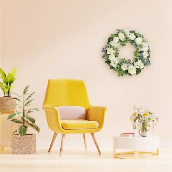 26" Artificial Peony, Hydrangea & Rose Floral Spring Wreath {5}