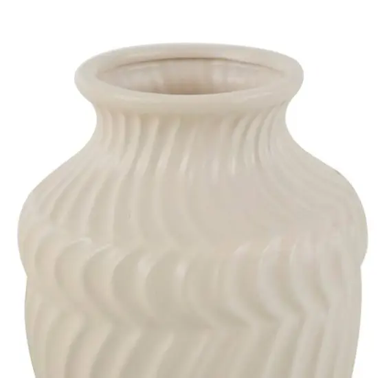 6" Cream Ceramic Abstract Textured Vase Set {6}