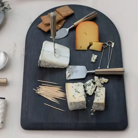 Hello Honey&reg; 3-Piece Natural & Black Stainless Steel & Mango Wood Cheese Servers with Handles & Design {3}