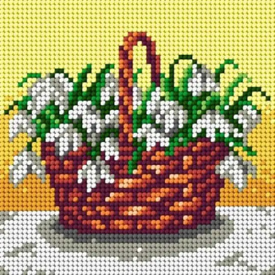 Orchidea Basket of Snowdrops Gobelin Canvas for Halfstitch {1}