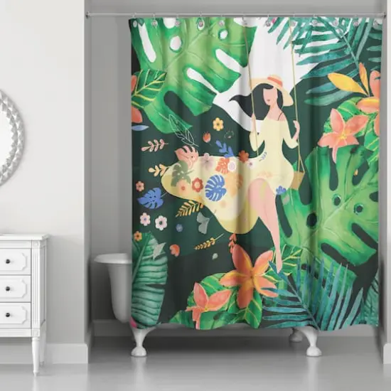 Jungle Swing Girl 71" x 74" Shower Curtain {3}