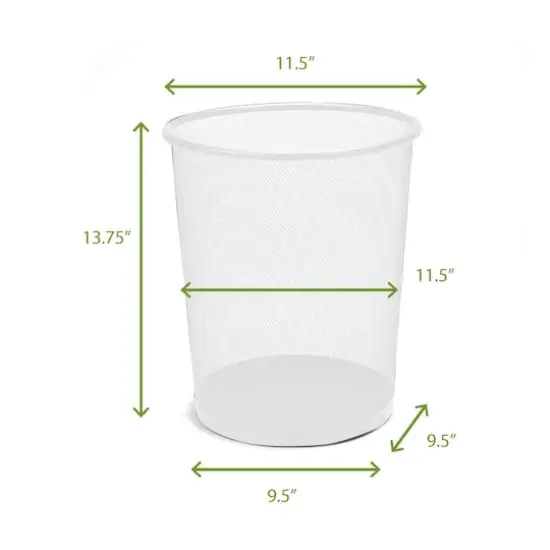 Mind Reader Garbage Round Metal Mesh Waste Basket Recycling Bin White {4}