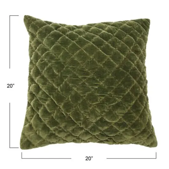 Hello Honey&reg; 20'' Green Square Quilted Velvet Pillow Cover {6}