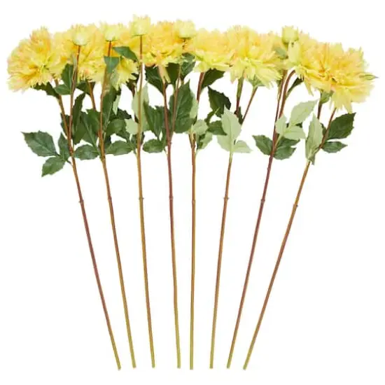 31.5" Yellow Dahlia Artificial Flower Stem, 8ct. {1}