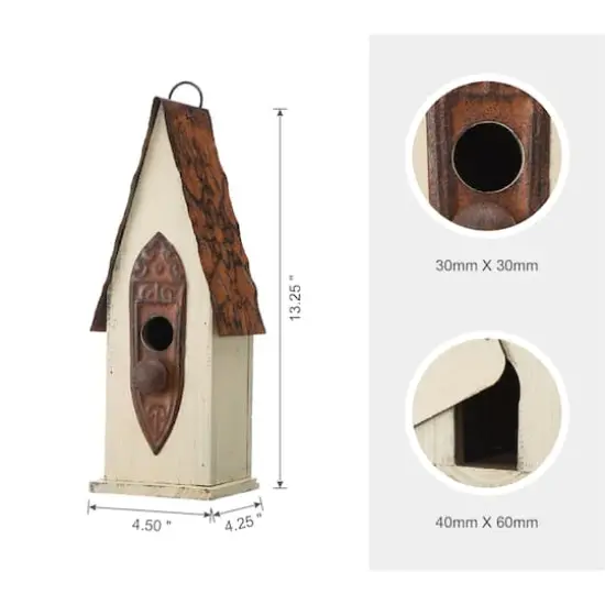 Glitzhome&reg; 13.25" White Distressed Wood Birdhouse {7}