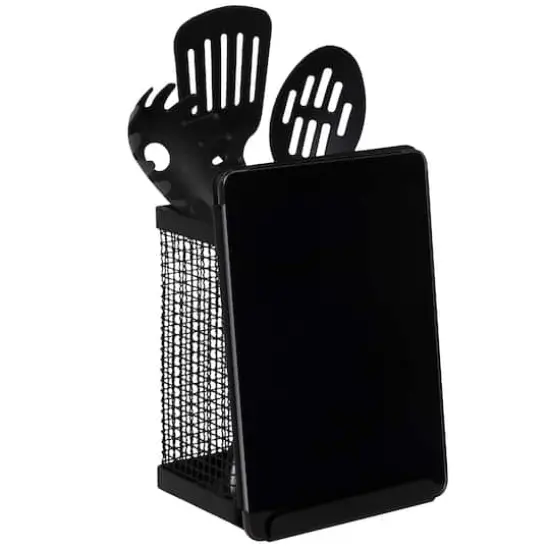 Kitchen Details Industrial Collection Matte Black Tablet and Utensil Holder {4}