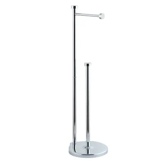 SunnyPoint 26" Chrome Free Standing Bathroom Toilet Paper Holder Stand with Reserve {1}