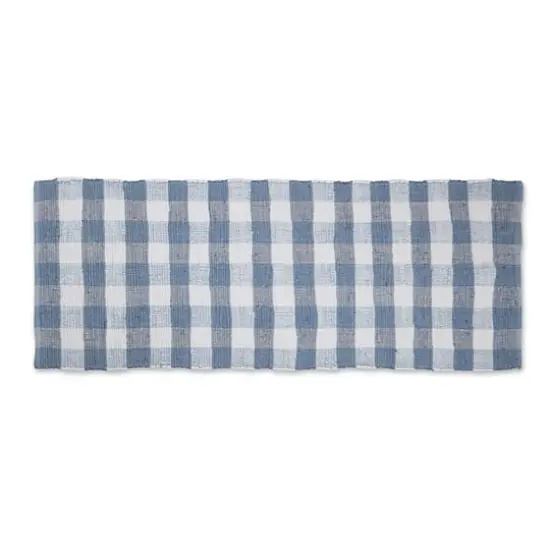 DII&reg; Buffalo Check Rag Rug, 2.25ft. x 6ft. Stonewash Blue {1}
