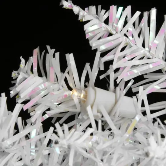 4ft. Pre-Lit White Iridescent Tinsel Artificial Christmas Tree, Clear Lights {5}